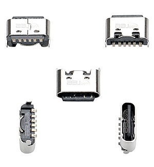 TYPE-C 6PIN母座立式短体贴板H=5.0 TYPE-C 6PIN母座立式短体贴板H=5.0