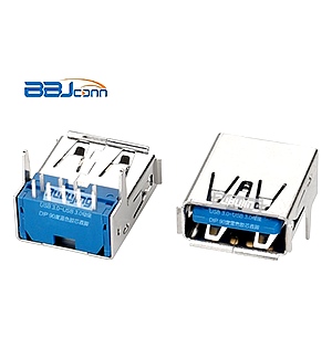 USB 3,0-USB 3,0母座DIP 90度蓝色胶芯直脚 USB 3,0-USB 3,0母座DIP 90度蓝色胶芯直脚