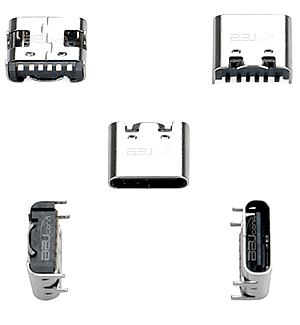 TYPE-C 6P 母座板上四脚插L=6.8 TYPE-C 6P 母座板上四脚插L=6.8