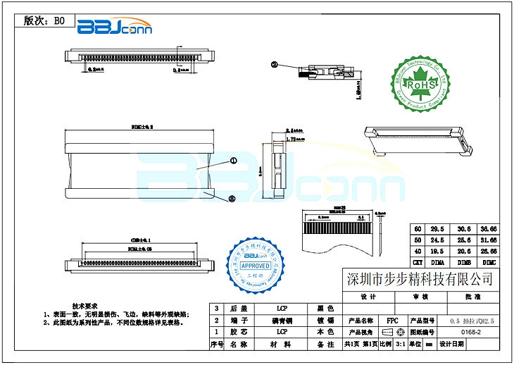 0.5 Pitch H2.5连接 抽屉式