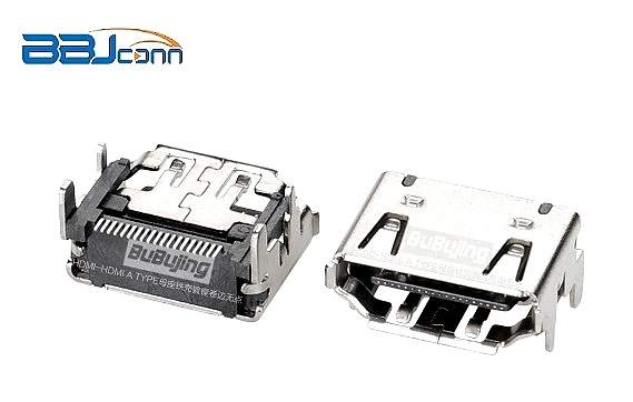 HDMI A TYPE母座铁壳镀镍卷边无点