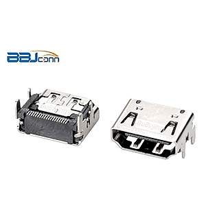 HDMI A TYPE母座铁壳镀镍平口无点 HDMI A TYPE母座铁壳镀镍平口无点
