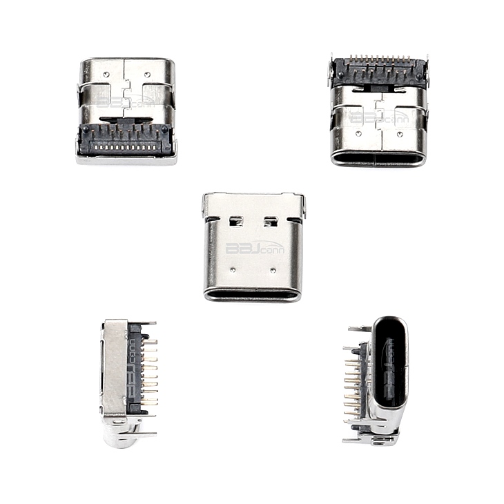 TYPE-C 24P 母座 板上 双壳 四脚插 垫高0.6 L=10.0 CH2.32 DIP+SMT 脚长1.2 TYPE-C 24P 母座 板上 双壳 四脚插 垫高0.6 L=10.0 CH2.32 DIP+SMT 脚长1.2