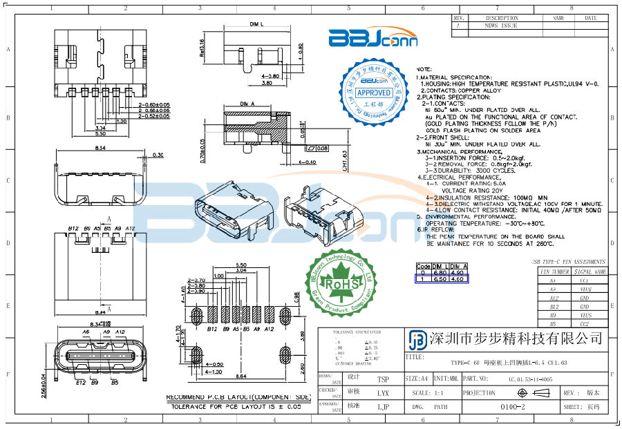 TYPE-C 6P 母座板上四脚插L=6.5 CH1.63.png