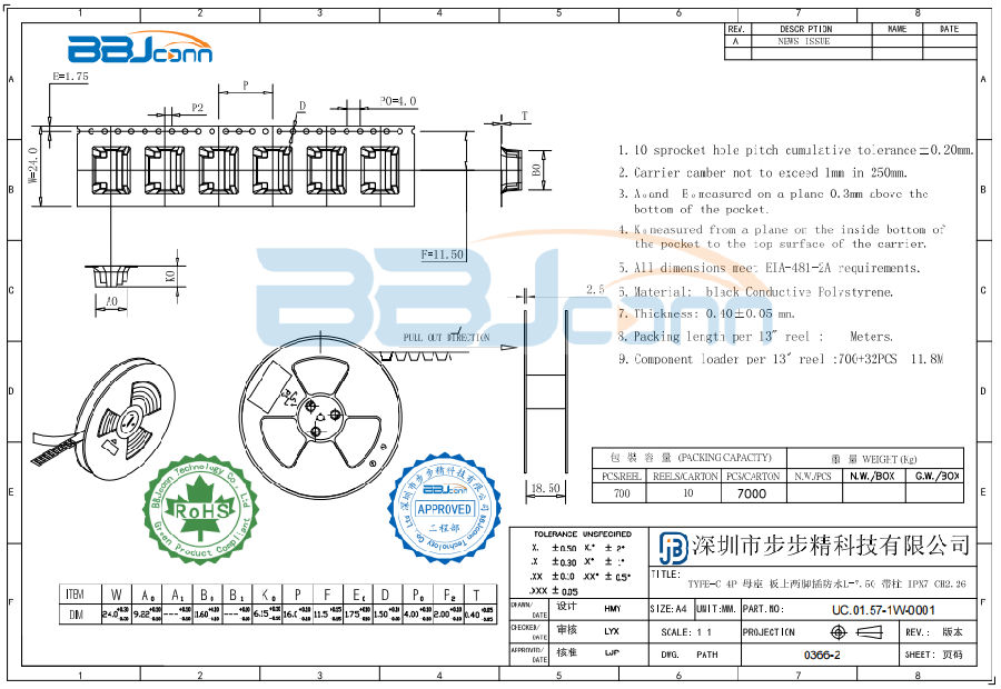 TYPE-C 4P 母座 板上两脚插防水L=7.50 带柱 IPX7 CH2.26-02.png