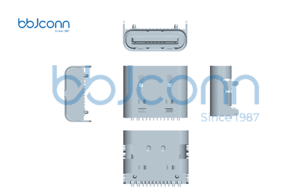 UC.01.21-11-0001--TYPE-C 16P 母座 L7.35 CH1.68 板上一体式 5A 外壳带弹 SMT