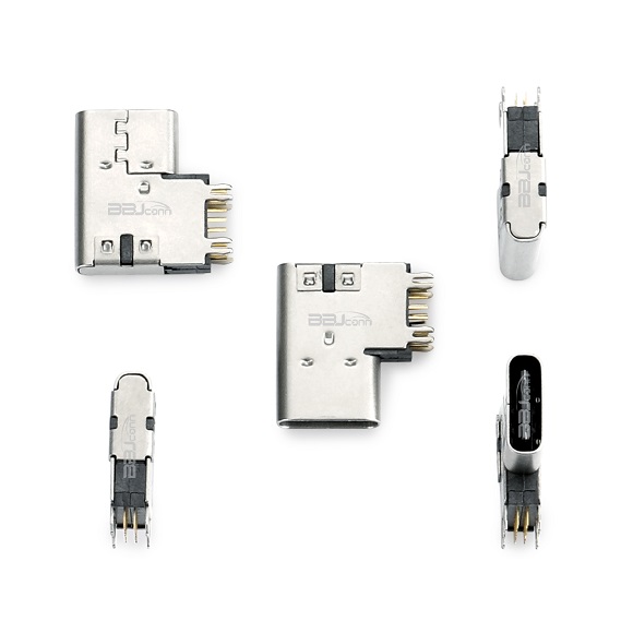 UC.01.44-4K-0003--Type-C 母座 90度侧插14PIN L=14.0 鱼叉脚 垫高2.6 带后盖 CH=7.13 针长1.3